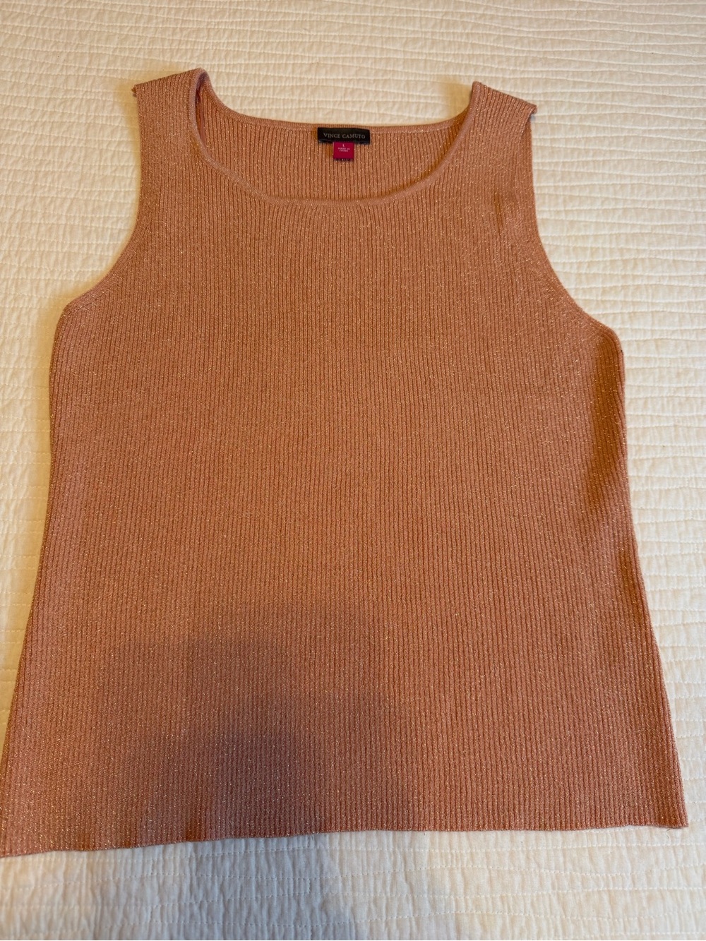 Vince Camuto Shimmery Peach Knit Tank EUC